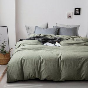 100% Washed Cotton Duvet Cover Queen Simple Style